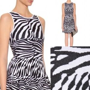 ISSA LONDON Black and White Stretch Knit Zebra Print Dress